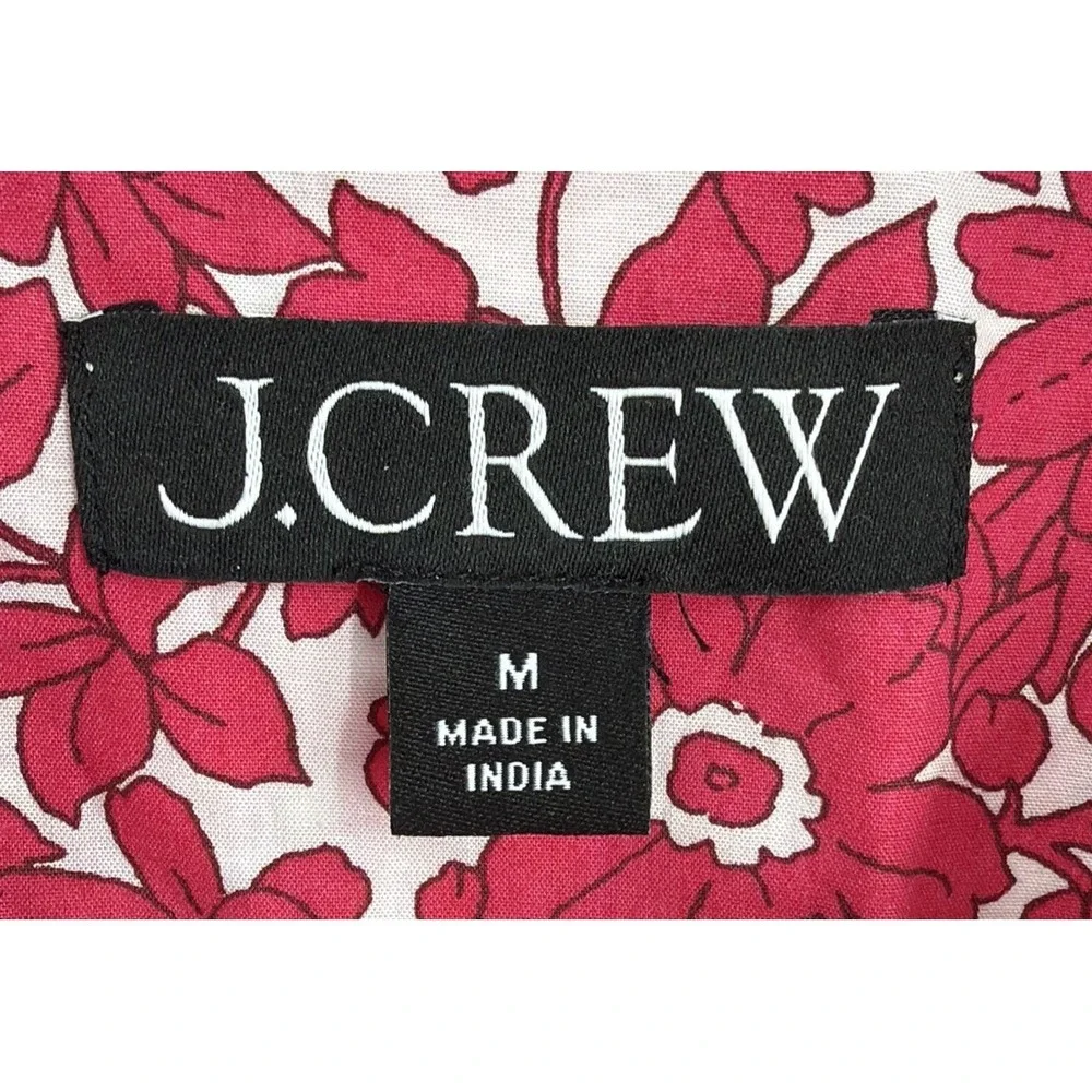 J. Crew Pink Floral Long Sleeve Popover Blouse Top Size Medium Coastal Peasant